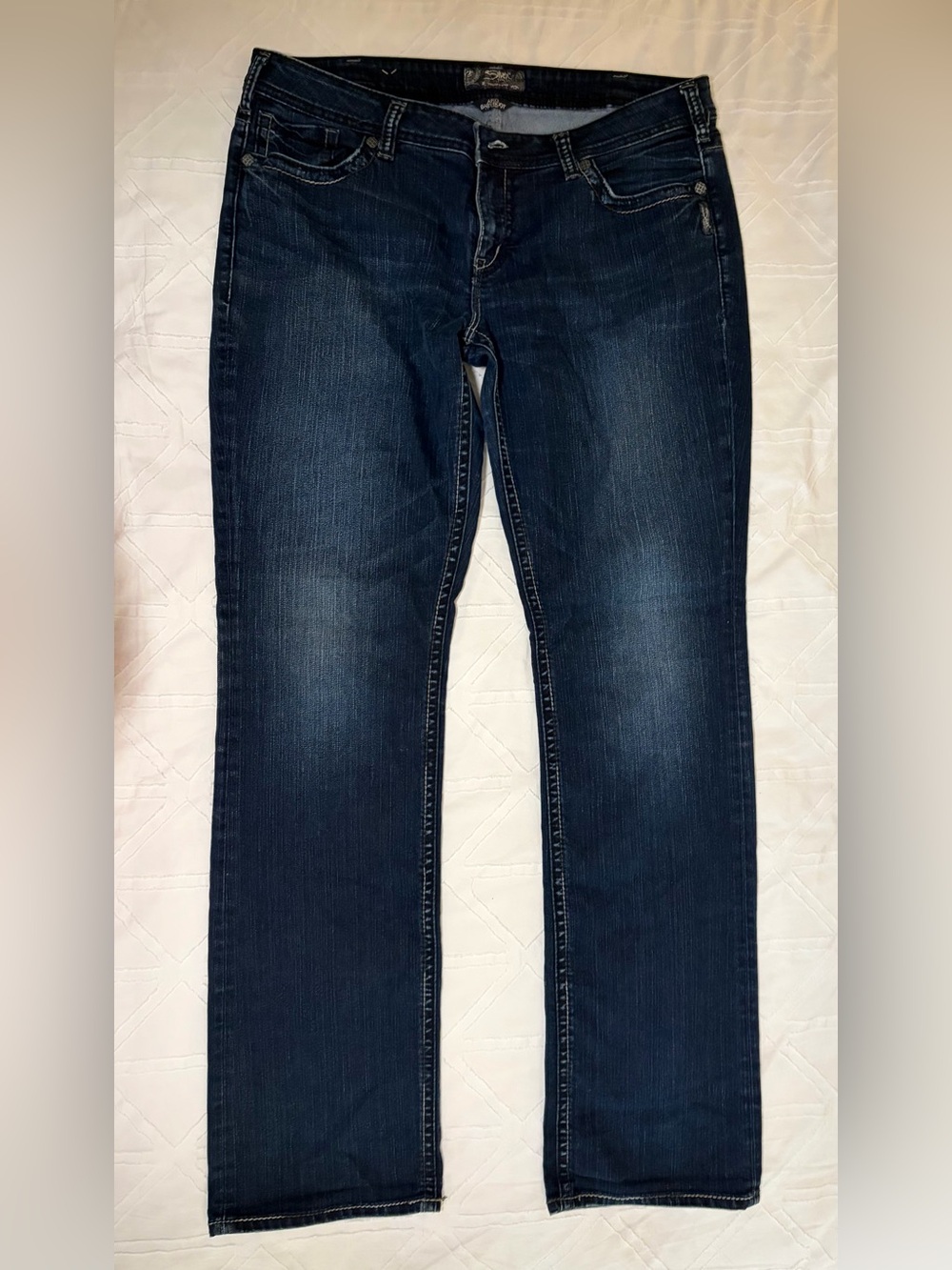 Silver Jeans Women's Aiko Dark Blue Straight-Leg Jeans